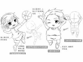 Q版漫画技法-94.Q版人物打篮球的动作表现