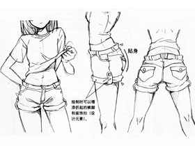 漫画服饰造型-31.牛仔短裤和低腰裤