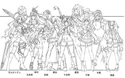 [会员][线稿集]百花缭乱武士少女 动画资料设定线稿集[78P]