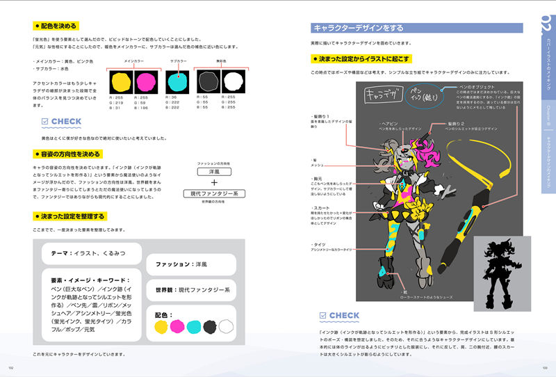 [漫画教程][日文]角色设计与绘制 通过色彩缤纷的风格展现魅力的插画技巧[83P]