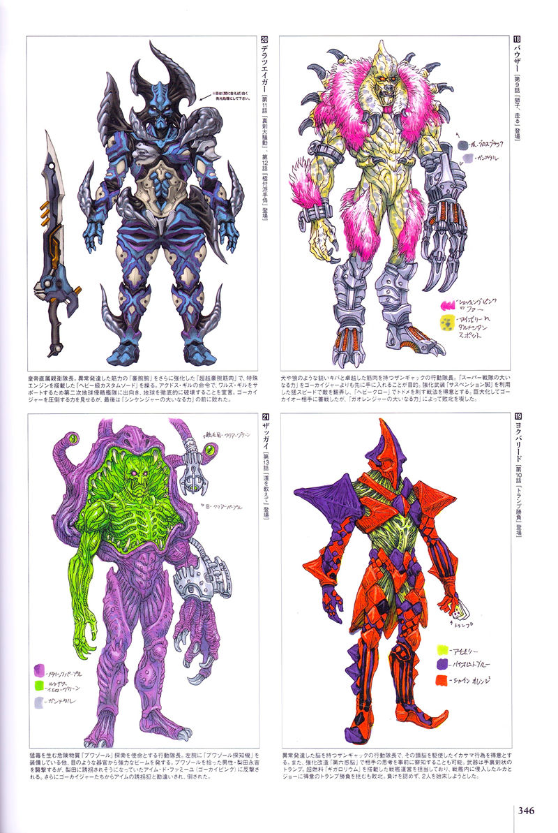 [会员][画集]東映スーパー戦隊シリーズ35周年作品公式図録 百化繚乱 [下之巻] 戦隊怪人デザイン大鑑 1995-2012[374P]